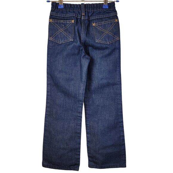 Vintage 70s Sears Bootcut Jeans Child 7 20 Waist 19 Inseam Dark Wash Denim Boy - Picture 1 of 14